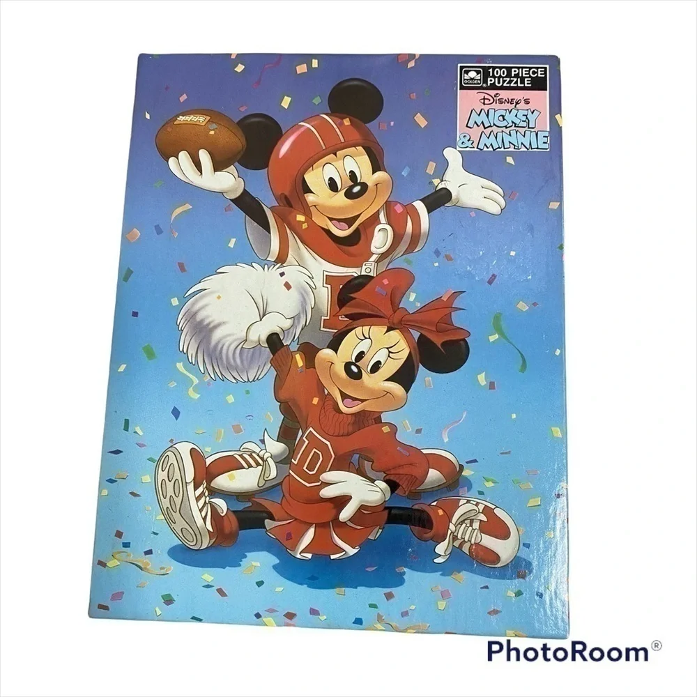 Vintage Mickey & Minnie Mouse Puzzle Football Cheerleader 100 Piece Disney